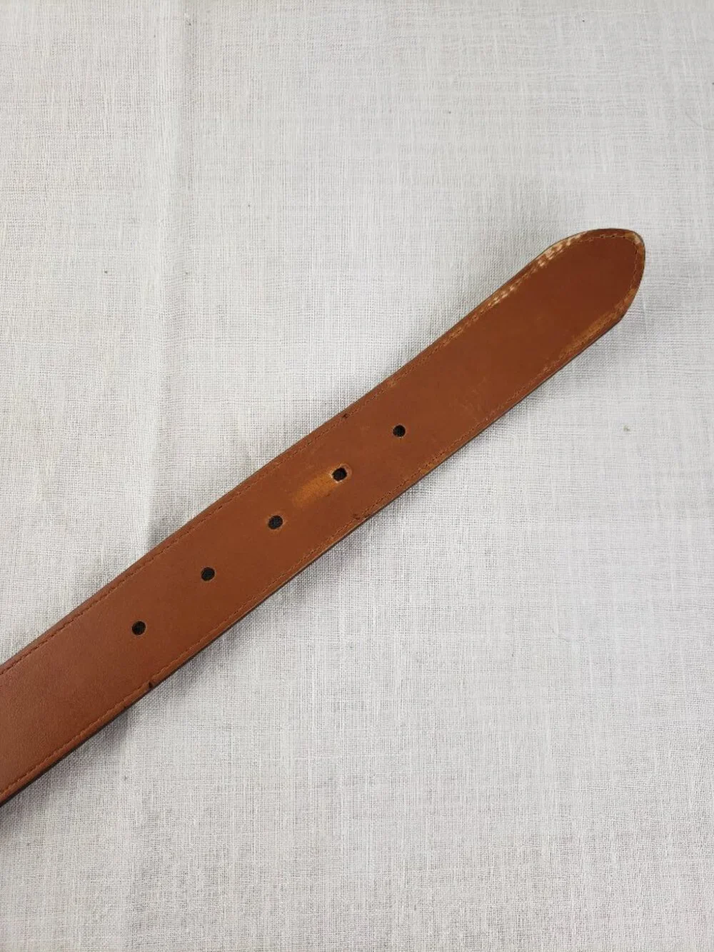Jos A Bank Brown Leather Belt Square Leather Wrapped Buckle Mens 36